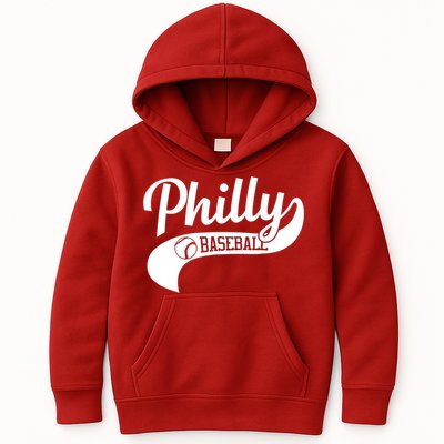Retro Philadelphia Baseball Vintage Philly Swoosh Kids Hoodie