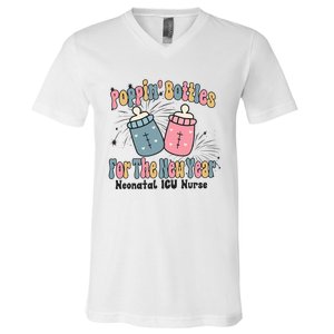 Retro Poppin' Bottles For The New Year Neonatal ICU Nurse V-Neck T-Shirt