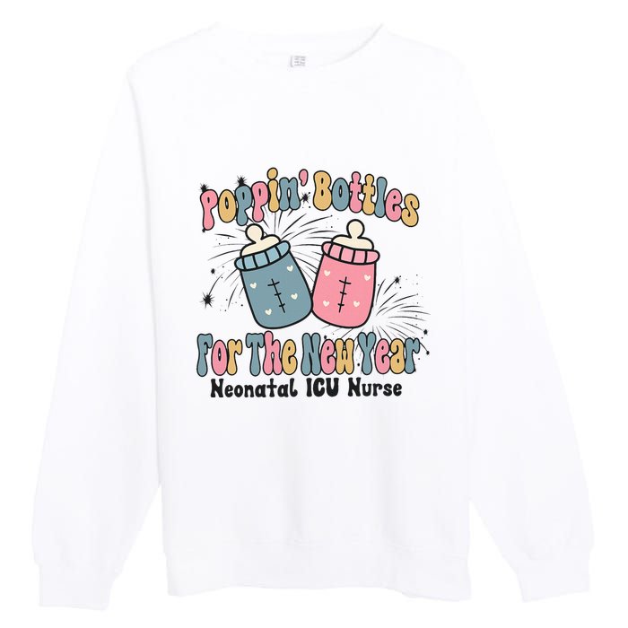 Retro Poppin' Bottles For The New Year Neonatal ICU Nurse Premium Crewneck Sweatshirt