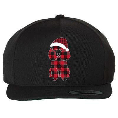 Red Plaid Buffalo Cute Poodle Matching Christmas Santa Hat Cute Gift Wool Snapback Cap