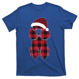 Red Plaid Buffalo Cute Poodle Matching Christmas Santa Hat Cute Gift T-Shirt