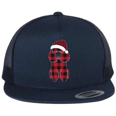 Red Plaid Buffalo Cute Poodle Matching Christmas Santa Hat Cute Gift Flat Bill Trucker Hat