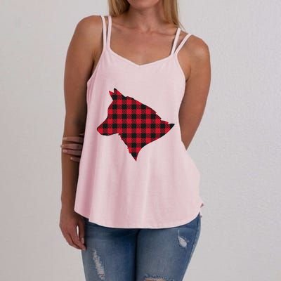 Red Plaid Buffalo Siberian Husky Christmas Matching Family Meaningful Gift Women's Strappy Tank