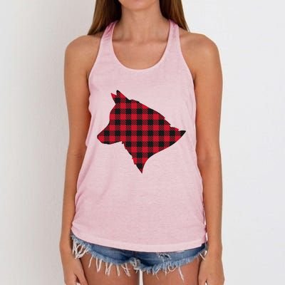 Red Plaid Buffalo Siberian Husky Christmas Matching Family Meaningful Gift Women's Knotted Racerback Tank