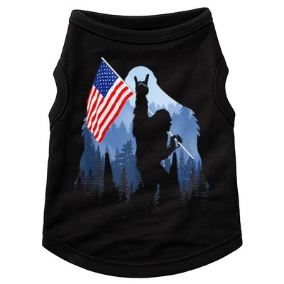 Retro Patriotic Bigfoot Sasquatch With USA Flag 4th Of July Doggie Tank