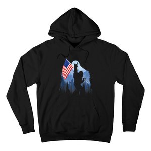 Retro Patriotic Bigfoot Sasquatch With USA Flag 4th Of July Hoodie