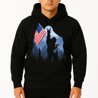 Retro Patriotic Bigfoot Sasquatch With USA Flag 4th Of July Hoodie