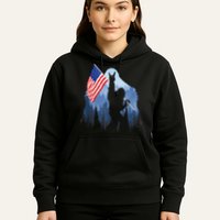 Retro Patriotic Bigfoot Sasquatch With USA Flag 4th Of July Hoodie