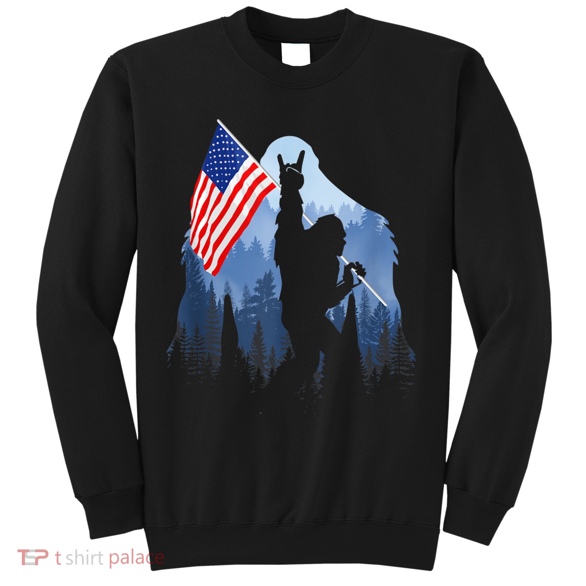 Retro Patriotic Bigfoot Sasquatch With USA Flag 4th Of July Sweatshirt