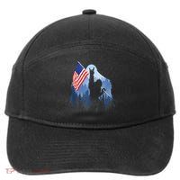 Retro Patriotic Bigfoot Sasquatch With USA Flag 4th Of July 7-Panel Snapback Hat