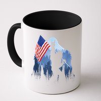 Retro Patriotic Bigfoot Sasquatch With USA Flag 4th Of July Mug