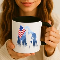 Retro Patriotic Bigfoot Sasquatch With USA Flag 4th Of July Mug
