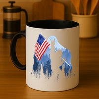 Retro Patriotic Bigfoot Sasquatch With USA Flag 4th Of July Mug