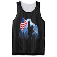 Retro Patriotic Bigfoot Sasquatch With USA Flag 4th Of July Mesh Reversible Basketball Jersey Tank