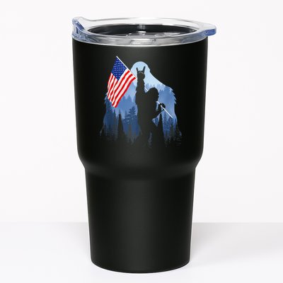 Retro Patriotic Bigfoot Sasquatch With USA Flag 4th Of July Tumbler