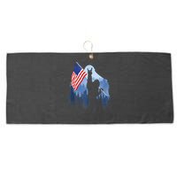 Retro Patriotic Bigfoot Sasquatch With USA Flag 4th Of July Large Microfiber Waffle Golf Towel