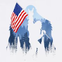 Retro Patriotic Bigfoot Sasquatch With USA Flag 4th Of July Garment-Dyed Sweatshirt