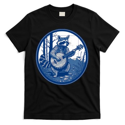Raccoon Playing Banjo Vintage Cottagecore Funny Bluegrass T-Shirt
