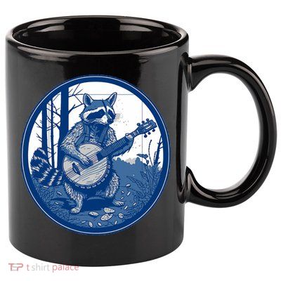 Raccoon Playing Banjo Vintage Cottagecore Funny Bluegrass 11oz C Handle Ceramic Mug
