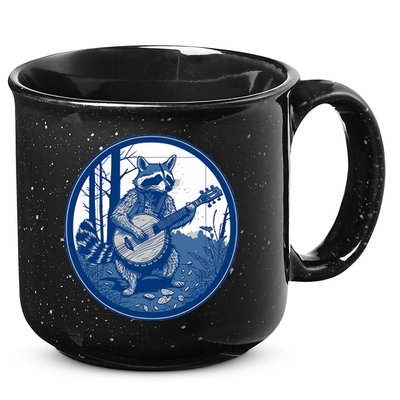 Raccoon Playing Banjo Vintage Cottagecore Funny Bluegrass 15oz Campfire Ceramic Mug