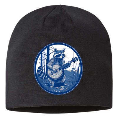 Raccoon Playing Banjo Vintage Cottagecore Funny Bluegrass Sustainable Beanie
