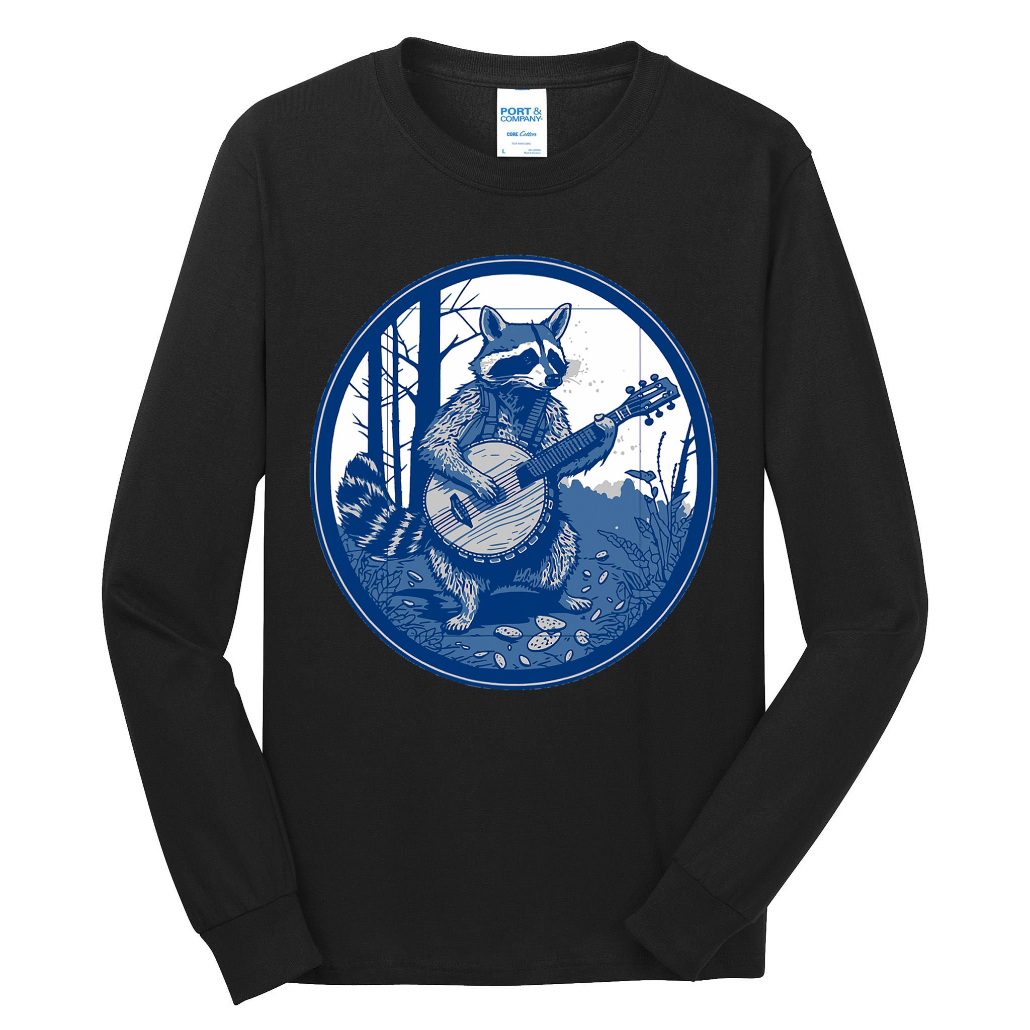 Raccoon Playing Banjo Vintage Cottagecore Funny Bluegrass Tall Long Sleeve T-Shirt