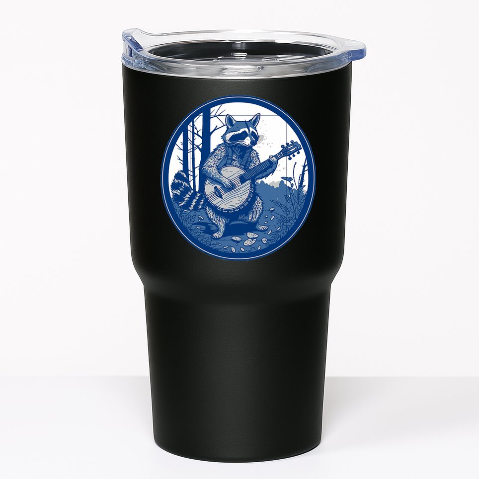 Raccoon Playing Banjo Vintage Cottagecore Funny Bluegrass Tumbler