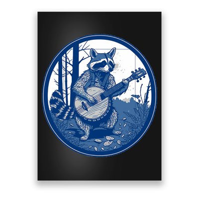 Raccoon Playing Banjo Vintage Cottagecore Funny Bluegrass Poster