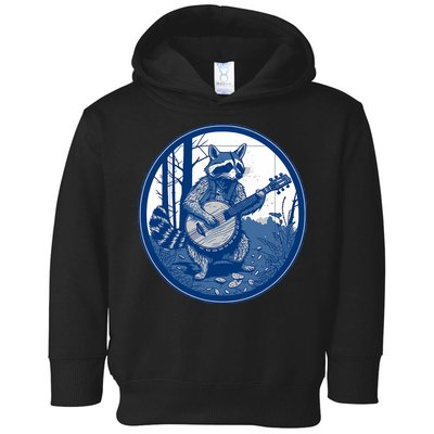 Raccoon Playing Banjo Vintage Cottagecore Funny Bluegrass Toddler Hoodie