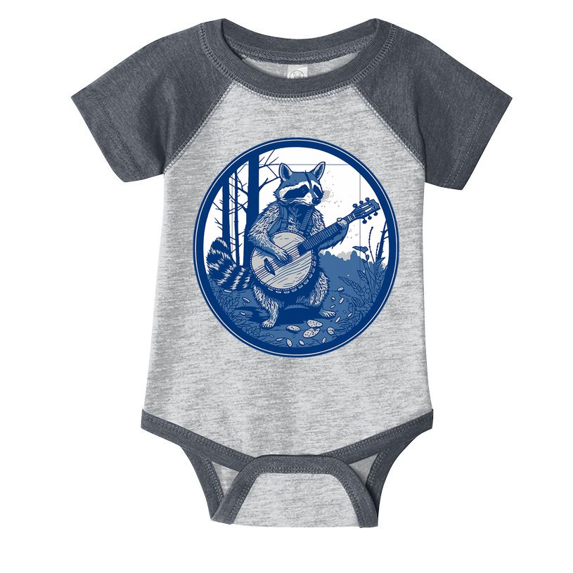 Raccoon Playing Banjo Vintage Cottagecore Funny Bluegrass Infant Baby Jersey Bodysuit