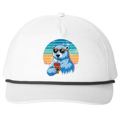 Retro Polar Bear In Sunglasses Halloween Funny Polar Bear Gift Snapback Five-Panel Rope Hat