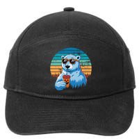 Retro Polar Bear In Sunglasses Halloween Funny Polar Bear Gift 7-Panel Snapback Hat