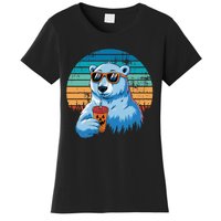 Retro Polar Bear In Sunglasses Halloween Funny Polar Bear Gift Women's T-Shirt