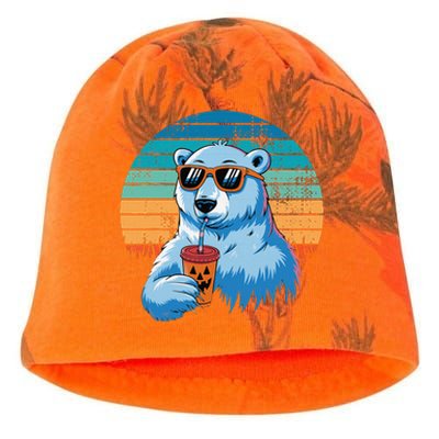 Retro Polar Bear In Sunglasses Halloween Funny Polar Bear Gift Kati - Camo Knit Beanie