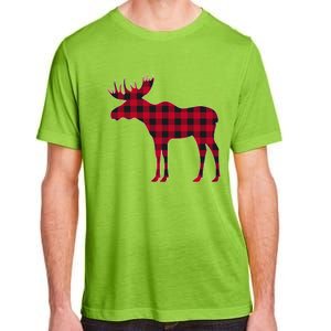 Red Plaid Buffalo Moose Christmas Matching Family Pajama Gift Adult ChromaSoft Performance T-Shirt