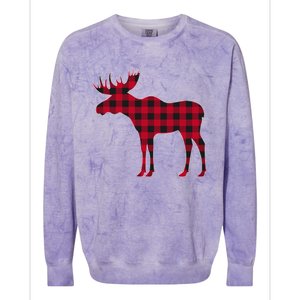 Red Plaid Buffalo Moose Christmas Matching Family Pajama Gift Colorblast Crewneck Sweatshirt