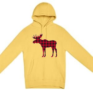 Red Plaid Buffalo Moose Christmas Matching Family Pajama Gift Premium Pullover Hoodie