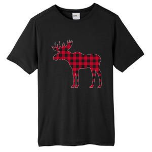 Red Plaid Buffalo Moose Christmas Matching Family Pajama Gift Tall Fusion ChromaSoft Performance T-Shirt