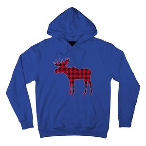 Red Plaid Buffalo Moose Christmas Matching Family Pajama Gift Hoodie