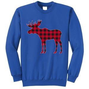 Red Plaid Buffalo Moose Christmas Matching Family Pajama Gift Sweatshirt