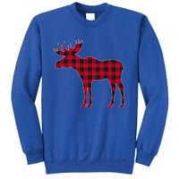 Red Plaid Buffalo Moose Christmas Matching Family Pajama Gift Sweatshirt