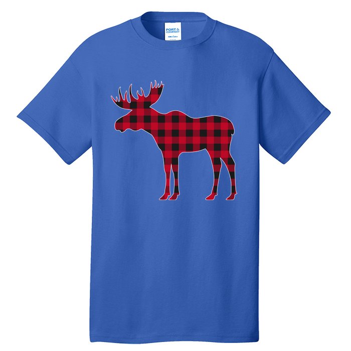 Red Plaid Buffalo Moose Christmas Matching Family Pajama Gift Tall T-Shirt