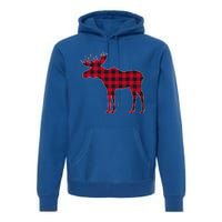 Red Plaid Buffalo Moose Christmas Matching Family Pajama Gift Premium Hoodie