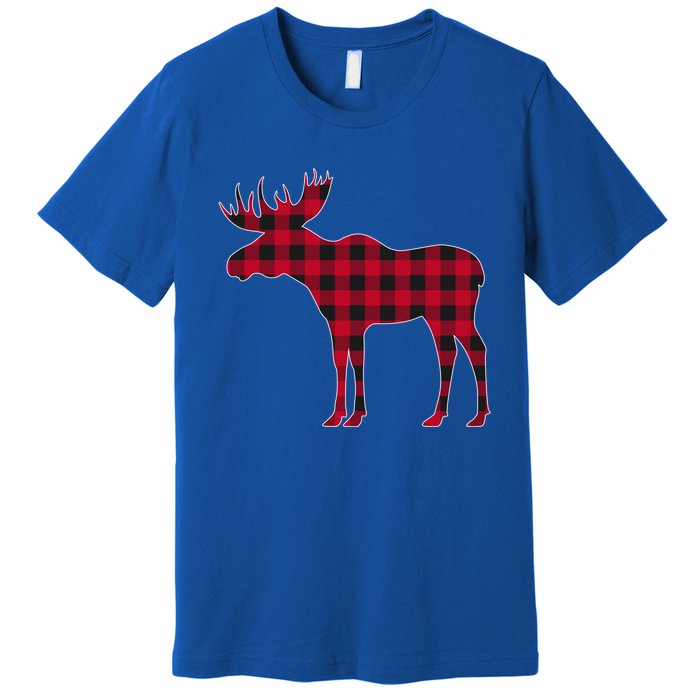 Red Plaid Buffalo Moose Christmas Matching Family Pajama Gift Premium T-Shirt