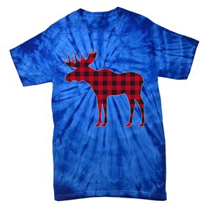 Red Plaid Buffalo Moose Christmas Matching Family Pajama Gift Tie-Dye T-Shirt