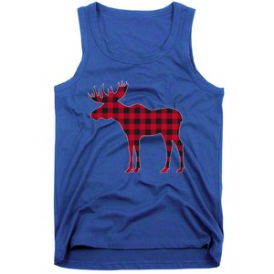 Red Plaid Buffalo Moose Christmas Matching Family Pajama Gift Tank Top