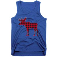 Red Plaid Buffalo Moose Christmas Matching Family Pajama Gift Tank Top