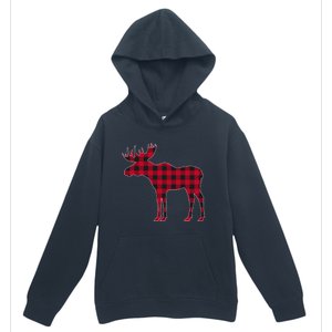 Red Plaid Buffalo Moose Christmas Matching Family Pajama Gift Urban Pullover Hoodie