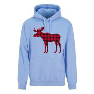 Red Plaid Buffalo Moose Christmas Matching Family Pajama Gift Unisex Surf Hoodie