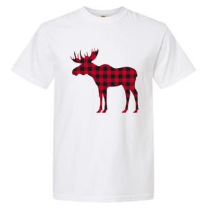 Red Plaid Buffalo Moose Christmas Matching Family Pajama Gift Garment-Dyed Heavyweight T-Shirt